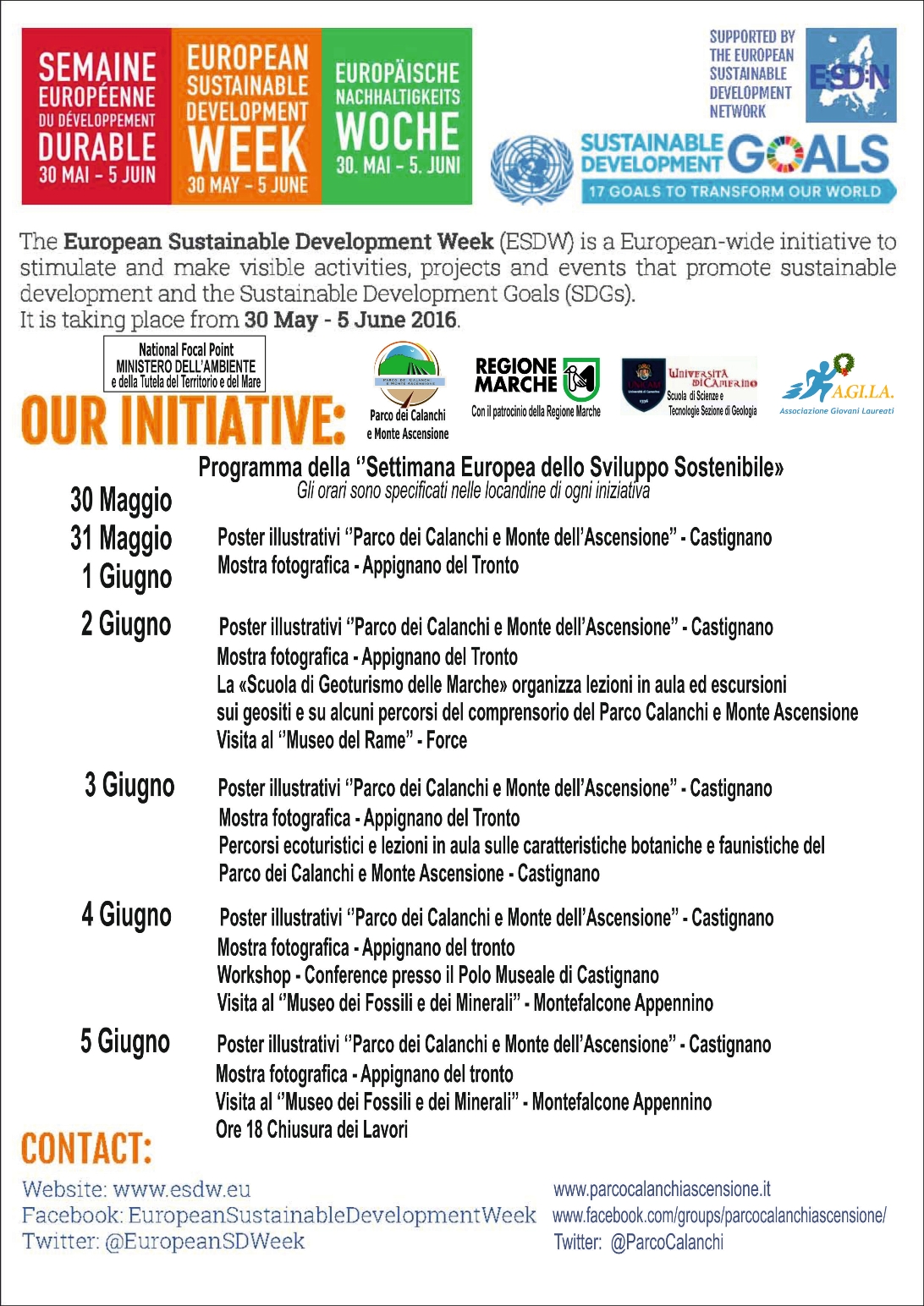 ESDW - Programma della Settimana Europea dello Sviluppo Sostenibile organizzata dal Parco dei Calanchi e Monte Ascensione